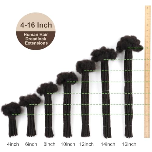 0.6cm Thickness Real Human Hair Dreadlock Extensions 4 Inch 60 Strands Full Handmade Permanent Locs Extensions Human Hair Can Be Dyed and Bleached