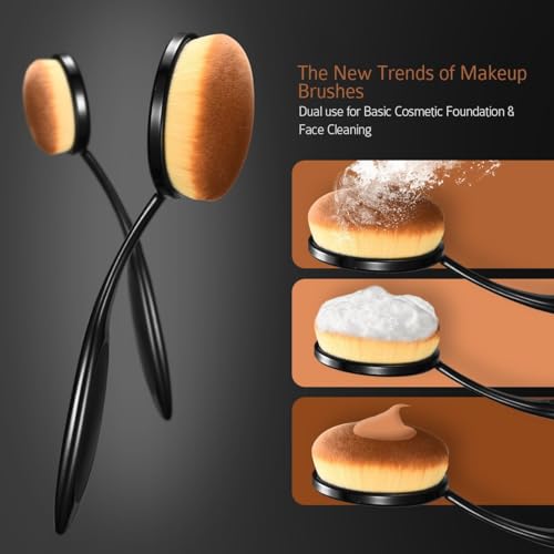Yoseng Oval Makeup Brushes Set 10 Pcs Professional Oval Toothbrush Foundation Contour Concealer Eyeliner Blending Cosmetic Brushes Tool Set-With Box,Practical White Elephant Gift for Girls Women