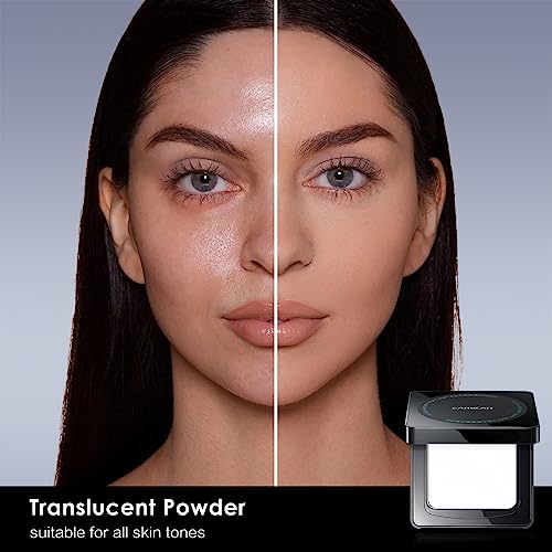 CARSLAN Waterproof Face Pressed Powder Compact, 24H Longlasting Oil Control Pressed Setting Powder Talc-Free Makeup, Shine Free, Poreless, Smooth, 01 Translucent for dry&com skin (0.28Oz)