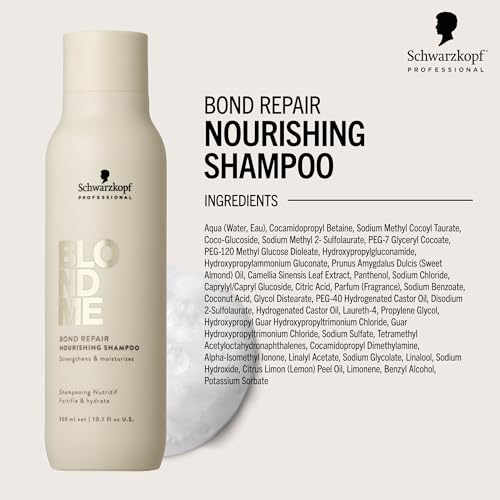 BlondMe Bond Repair Nourishing Shampoo for Blonde Hair, 10.1 Fl Oz | Adds Moisture and Softness | Strengthens, Repairs, & Prevents Breakage |For Blonde, Lightened, & Grey Hair