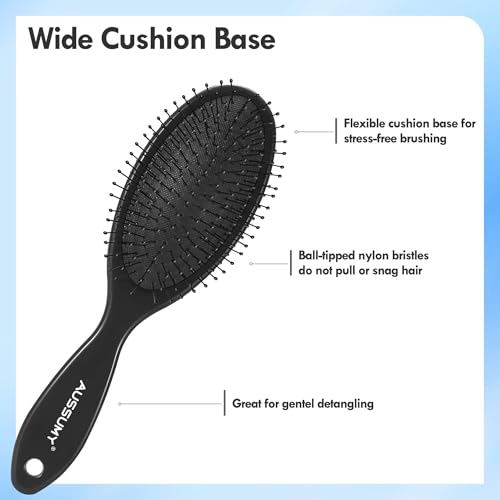 Air Cushion Detangling Hair Brush - 2 Pack Detangler Hairbrush with Ultra Soft Bristles for Effortless Tangle Removal - For Wet Dry Damaged Curly Hair for Women Men Boys Girls Kids - Black & Green