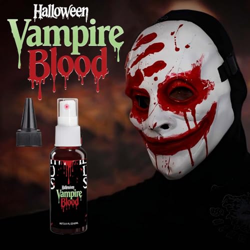 Fake Blood spray,2.01FL.OZ Vampire Blood Makeup,Halloween Fake Blood Spray Eye Blood Drops Body Paint£¬Blood Splatter for Clothes,Halloween Zombie Monster Vampire Blood Costume Cosplay Makeup,1PC