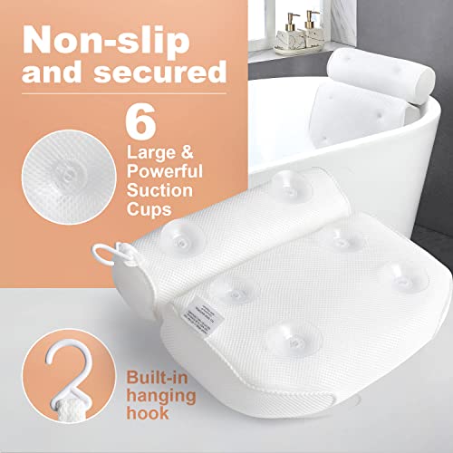 Bath Pillow for Tub, Luxury Bathtub Pillow Back Neck Support Pillow, Relaxing Spa Headrest Cushion for Women Adults Gifts, Must Have Comfort Bathtub Accessories