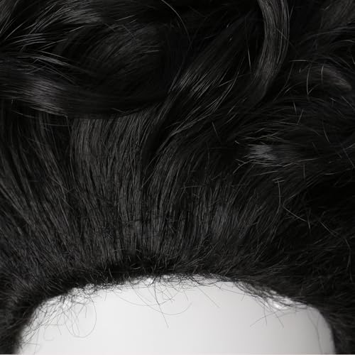 Linfairy Short Black Retro Vintage Wig Big Bouffant Beehive Wigs for Women fits 50s 80s Halloween Costume