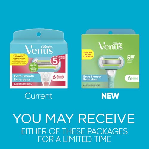 Gillette Venus Extra Smooth Womens Razor Blade Refills, 6 Count, Designed for a Close, Smooth Shave