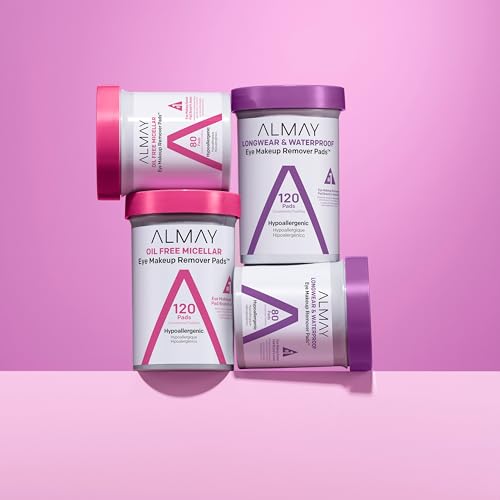 Almay Biodegradable Makeup Remover Pads, Longwear & Waterproof, Hypoallergenic, Fragrance-Free, Dermatologist & Ophthalmologist Tested, 120 count