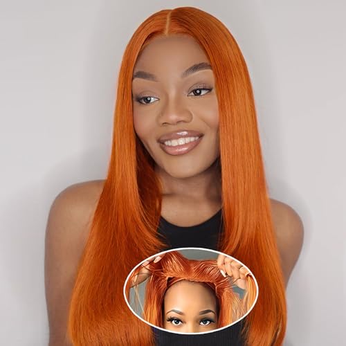 Wear and Go Glueless Bob Wig Human Hair 200% Density 5x5 HD Lace Closure Wigs For Black Women Glueless 5x5 Closure Wigs Human Hair Pre Plucked Bob Ginger Color 26 Inch