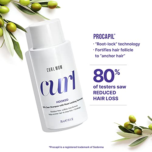 COLOR WOW Curl Wow Hooked 100% Clean Shampoo with Root-Locking Technology ? Rich-lathering, sulfate-free formula leaves no residues + helps anchor hair to stop shedding