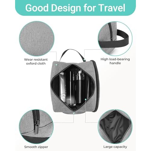 Elviros Travel Toiletry Bag for Men Hanging Dopp Kit Shaving Bag Toiletries Organizer Small Toiletry Bag for Traveling (Denim Grey)