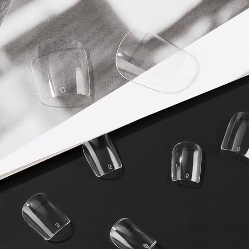 UNA GELLA Extra Short Square Nail Tips XS Short Square Gel Tips 216pcs Press On Nails Full Cover 12 Sizes Clear Fake Nails Extension for Home DIY Nail Salon Soft Gel Tips