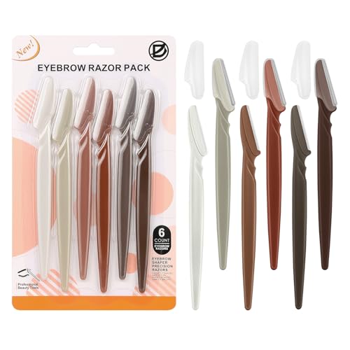 D Dermaplane Razor for Women Face - 6PCS Face Razors for Women - Eyebrow Razor with Precision Cover - Face Shaver for Men - Facial Hair Removal for Men - Neutral