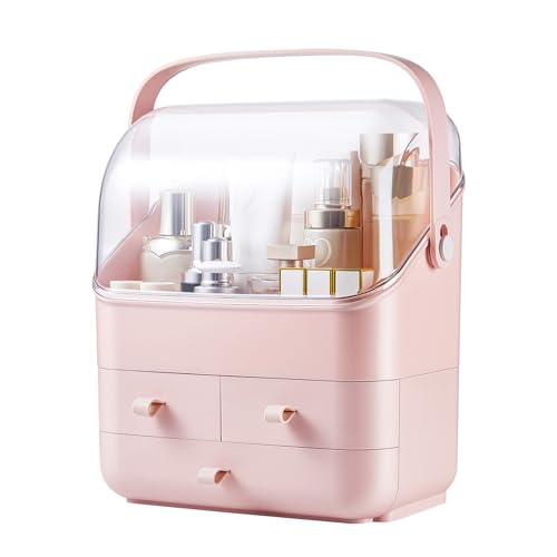 Large Makeup Organizer w Drawers Beauty Organizer Makeup Box Holder Vanity Organization Desk Countertop MakeUp Organizers Bathroom Counter Organizer Skincare Cosmetic Case Stand Dustproof Lid Gift