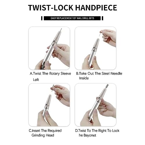 Nail Drill Machine - Finger and Toe Nail Care - Manicure and Pedicure Set -GLHDDL Portable Professional Nail Drill - with Drill Kit - for Nail Salon Home (Brushless Motors, White)