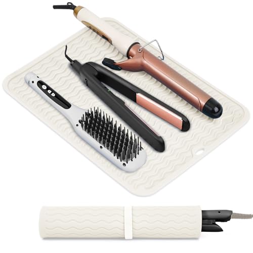 Oversize Silicone Heat Resistant Mat, Portable Travel Mat Cover for Curling Irons, Flat Irons, Hair Straightener and Hot Hair Styling Tools(14.2" x 11")