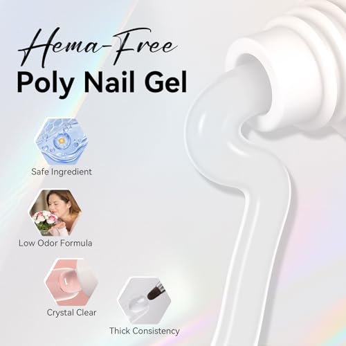 Makartt Poly Nail Gel: Clear 50ML Gel Builder for Natural-Looking Strengthener 3D Molding Gel for Trendy Nail Art-Long-Lasting and Easy to Use Supplies