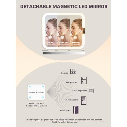 Qislee Makeup Box with Double Drawers and Four Trays, A Detachable Lighted Mirror, Waterproof Travel Train Case, Cosmetic Organizer and Makeup Suitcase with Magnetic LED Mirror(Black)