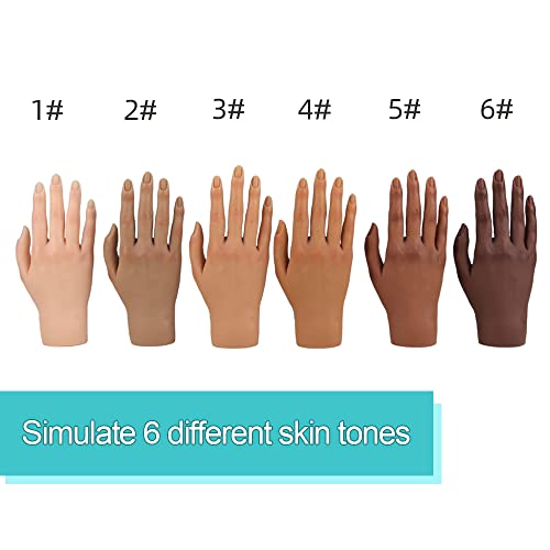 Silicone Practice Hand for Acrylic Nails,Fake Hands to Practice Fake Nails Mannequin Hand for Nails Practice and Nail Art