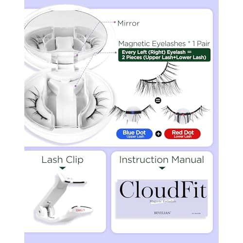 BEYELIAN Portable Magnetic Eyelashes with Applicator, Upgrade Soft Magnetic Lashes No Glue Needed Magnetic Eyelashes Natural Look, Reusable, Fales Eyelashes for Eye YT25 (All-In-One & Comfortable)