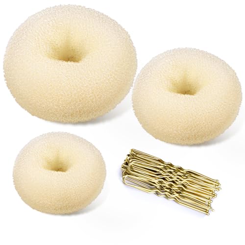 TsMADDTs Donut Bun Maker, 3PCS Hair Bun Maker with 20PCS Bobby Pins Blonde for Ballet Styling