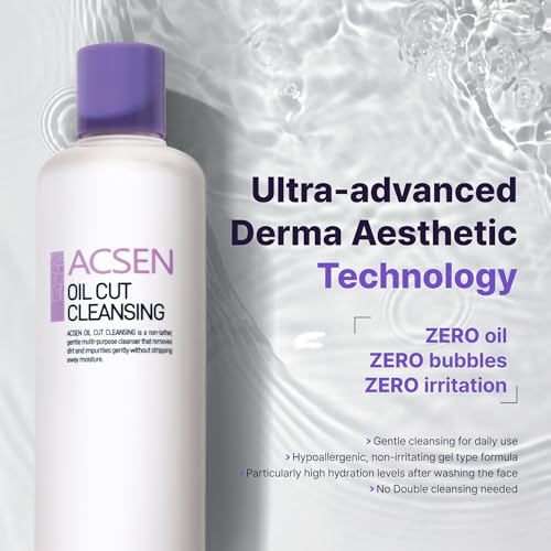 TROIAREUKE ACSEN Oil Cut Cleansing (10.14 Fl. Oz.), Oil-free, Hypersensitivity, Acne-prone and sensitive skin, Damaged skin, Oily skin, Cleansing gel, Sebum balancing, Make-up remover, Facial cleanser