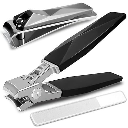 German Nail Clippers, Toenail Clippers for Thick Toenails, Toe Nail Clippers for Thick Nails for Seniors, Finger NailClippers Large Wide Jaw Opening with Catcher, No Splash with Lock