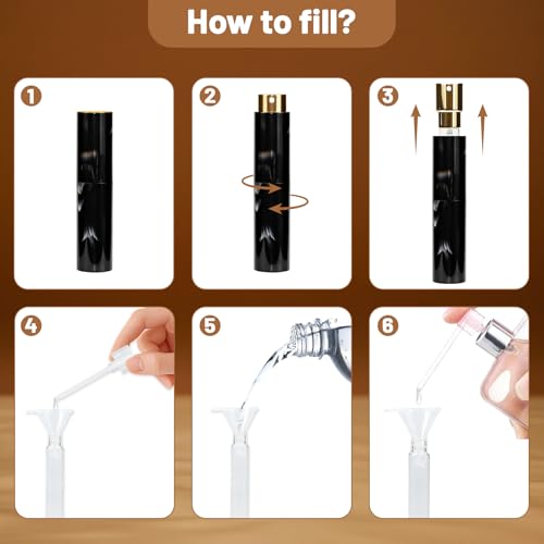 Vitog 10ML Marble Texture Refillable Travel Perfume Atomizer, Empty Cologne Dispenser Mini Spray Bottle With Funnel and Dispensers, Leak-Proof Empty Fragrance Decant Container For Women and Men 3PCS