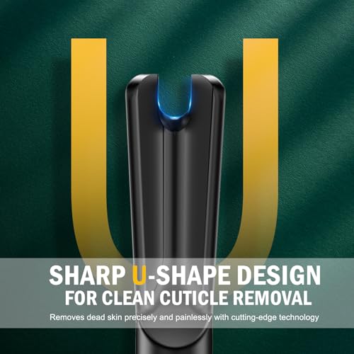 FVION 2-in-1 Cuticle Pusher with Fork, Cuticle Trimmer Dual End Cuticle Remover, Stainless Steel Nail Cuticle Care Tool for Manicure & Pedicure ? Black
