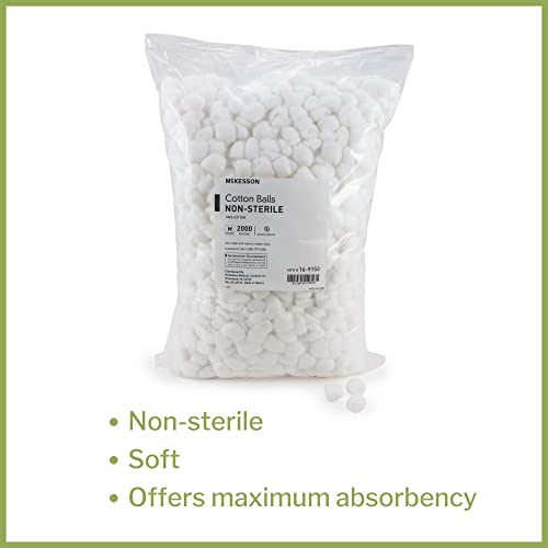 McKesson Cotton Balls [2000 Count] Bulk, 100% Pure Cotton Balls for Face, Nail Polish Remover, Makeup, Medium