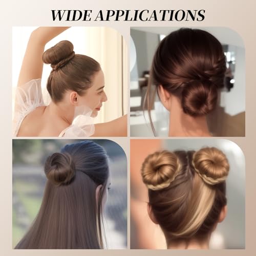 Teenitor Hair Bun Maker Kit - 4pcs Medium Donut Shapers, 10pcs Invisible Nets, 10pcs Bobby Pins, Crown Shaper Set