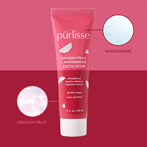 p?rlisse Dragonfruit + Niacinamide Face Exfoliator Scrub - Exfoliating Face Wash for Radiance & Improved Texture - Strengthens Skin Barrier, Reduces Blemishes & Fights Signs of Aging (1.7 Fl oz)