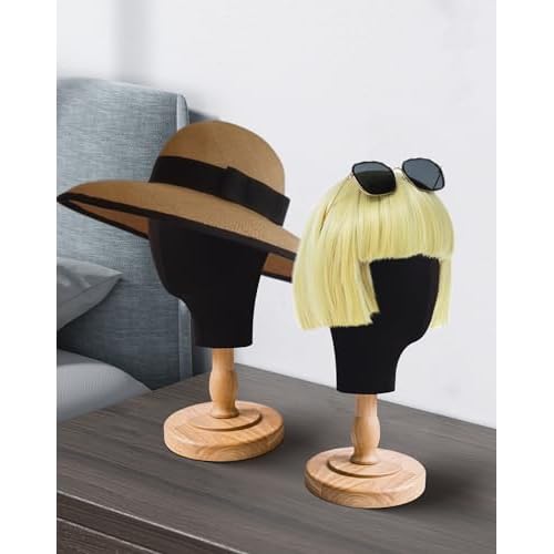 CHADWICK Black Mannequin Head for Wigs, Hats, 21 Inches Fursuit Head, Hat Stand Holder with Detachable Wood Stand, Professional Canvas Block for Shops, Home Decor, Hair Salon Display