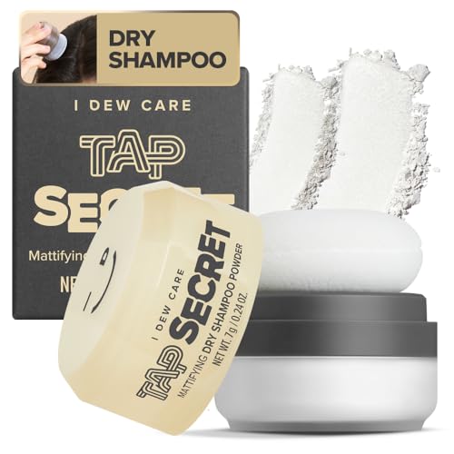 I DEW CARE Tap Secret Dry Shampoo Powder with Biotin - Tap Secret Original | Strengthening & Volumizing, Refillable, Travel size, Non-aerosol, Brunette, Korean Ginseng, Stocking Stuffers, 0.24 Oz