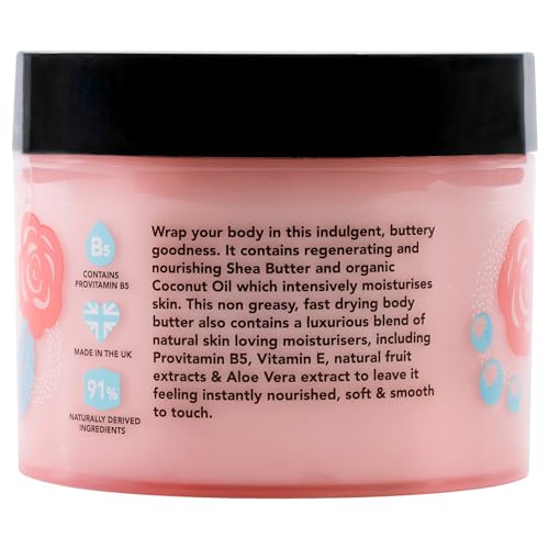 I Love English Rose Scented Body Butter - Hydrating Body Butter for Dry Skin - Vitamin E and Aloe Vera - Shea Butter and Coconut Oil - 10.1 oz (Pack of 3)