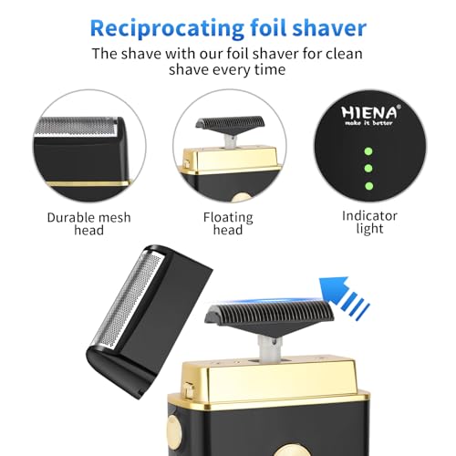 HIENA PRO Professional Cordless Hair Clipper for Men, Beard Trimmers, Electric Foil Shavers and Nose Hair Trimmer Set, Rechargeable Barber Clipper and Hair Cutting Grooming Kit
