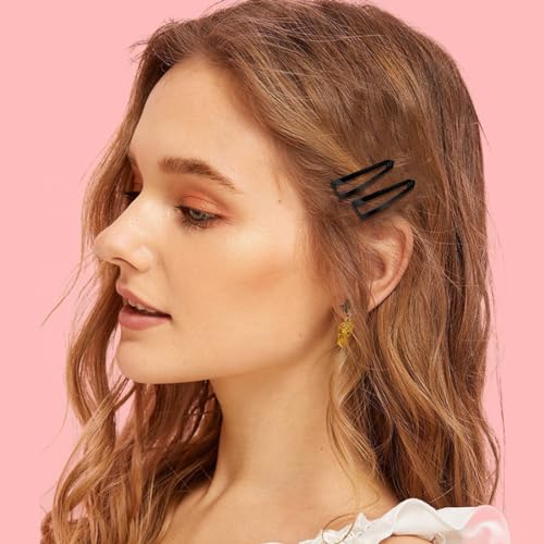 ELANE 20 Pcs Metal Snap Hair Clips for Women, Double Grip Barrettes for Thick Fine Hair, Small Black Clips for Girls