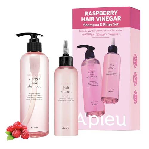 A¡¯PIEU Raspberry Vinegar Hair Care Set ? Shampoo (16.9 fl oz) + Hair Vinegar Rinse (6.76 fl oz) | Clarifying & pH Balancing Scalp Treatment, Removes Buildup, Soothes & Refreshes, Korean Hair Care