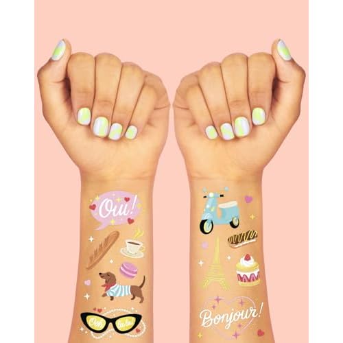 xo, Fetti Paris Themed Party Temporary Tattoos - 61 Foil Styles | Parisian Birthday Decorations, Ooh La La Party Accessory, Eiffel Tower Theme Favor, Cute Macaron Gift + Pink Baby Shower Supplies