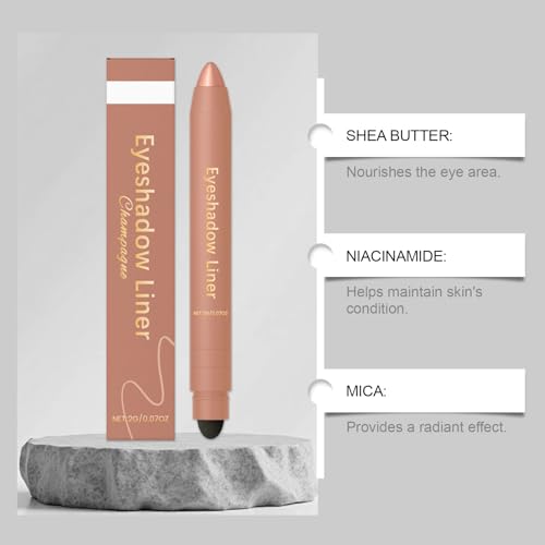 Eyeshadow Stick,Shadow Liner 2-in-1 Eyeliner & Eyeshadow,Perfect Color Duo-Shadow Liner 2-in-1 Eyeliner,Easy to Color, Effortless & Long-Lasting Makeup for Defined Eyes(Navy+Champagne)