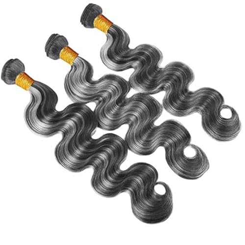 Highlight Grey Human Hair Bundles Body Wave 12 14 16 Inch P1B/Grey Bundles Human Hair 3 Bundle 300g Total Unprocessed Brazilian Virgin Hair for Black Women