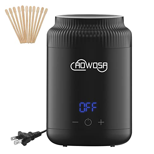Mini Wax Pot Warmer for Hair Removal, Professional Portable Digital Wax Heater Machine for Facial Body SPA Salon, with 200ml Non-stick Pot, ¡É/¢µ Switchable Display, 100 Brow Sticks