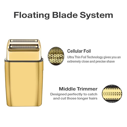 3 Pack Shaver Replacement Foil and Cutters Compatible with BaBylissPRO Double FXFS2 Metal Shaver foil Replacement (Golden 3 Pack)