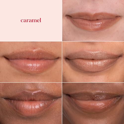 Burt's Bees Shimmer Lip Tint Set, Tinted Lip Balm Stick, Moisturizing for All Day Hydration with Natural Origin Glowy Pigmented Finish & Buildable Color, Caramel (4-Pack)