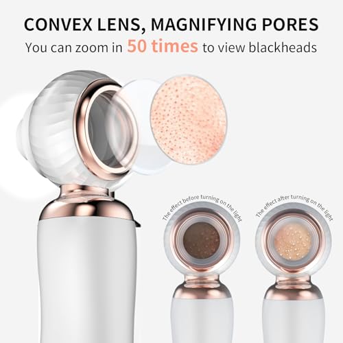 2025 Blackhead Remover Pore Vacuum, Visual Rechargeable Blackhead Vacuum Facial Pore Cleaner-3 Suction Soft Silicone,3 Probes,USB Kit Electric Acne Extractor Tool for Adult