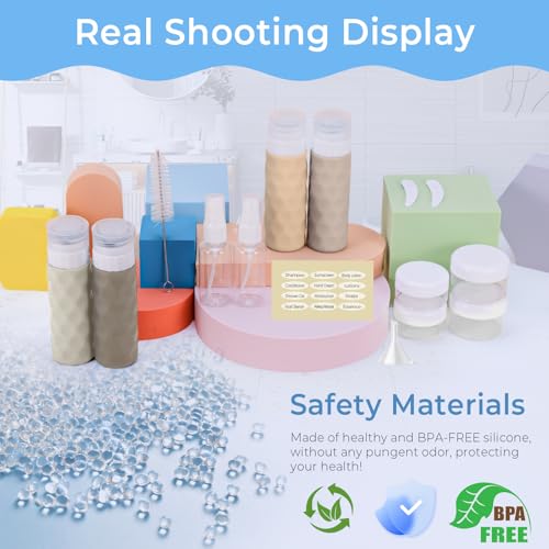 16pack Travel Bottles for Toiletries, TSA Approved Travel Size Containers Set, Leak Proof Refillable Liquid & Creams Toiletries Accessories Kit W/Toiletry Bag (Cream)