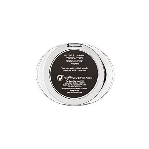 No7 Lift & Luminate Triple Action Powder - Medium - Pressed Makeup Setting Powder for Face - Compact Setting Powder Reduces the Appearance of Fine Lines & Enhances Glow (10g)