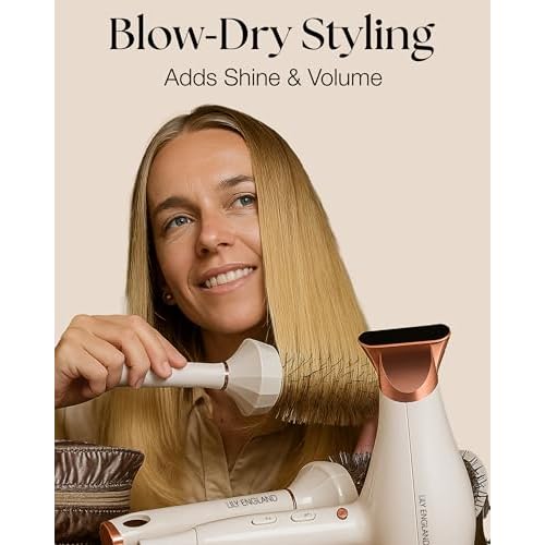 Lily England Round Hair Brush Set, 4 Piece Professional Blow Dry Kit with 3 Round Brushes and Comb for Styling, Beauty Gifts Sets for Women (White)