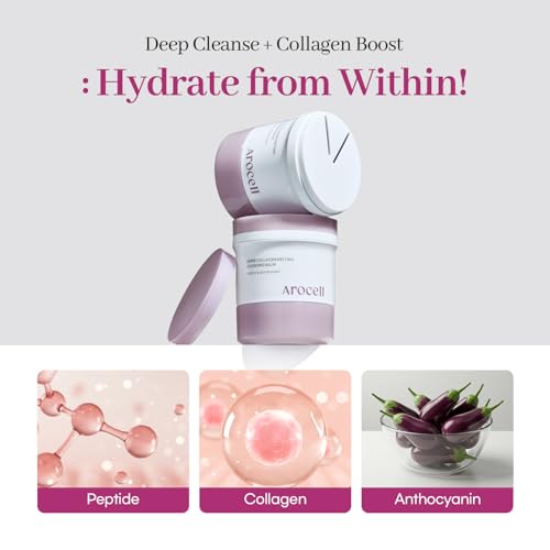 AROCELL Super Collagen Melting Balm 3.53oz ? Korean Makeup Remover Balm for Blackhead Care, Deep Pore Care with Peptides & Collagen Hydration, Nourishing Daily Face Wash Skincare