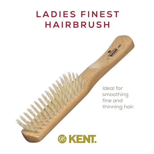 Kent LG3 Finest Hair Brushes for Women - Natural Beechwood and Boar Bristle Narrow Hairbrush for Fine or Medium Thickness Hair All Lengths - Dry Brush for Styling, Straightening, and Stimulating Oils¡¦