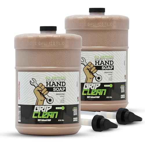Grip Clean Heavy Duty Hand Cleaner for Mechanics ? Natural Pumice & Clay-Infused Technology Removes Grease, Oil & Grime ? Moisturizing Liquid Hand Soap for Shop, Garage & Industrial Use ? 2 Gallons