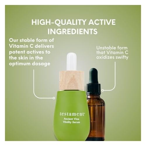 Testament Ancient Vine Vitality Face Oil Serum Vitamin C Natural Skincare with Anti-Aging Benefits. Inspired by the Mediterranean diet, clean beauty provides deep hydration to your skin-1oz